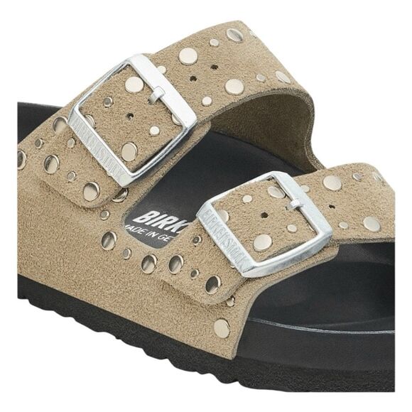 Birkenstock Arizona Rivets Sandals Taupe Suede Leather 40 W9 M7 Narrow - Picture 8 of 11